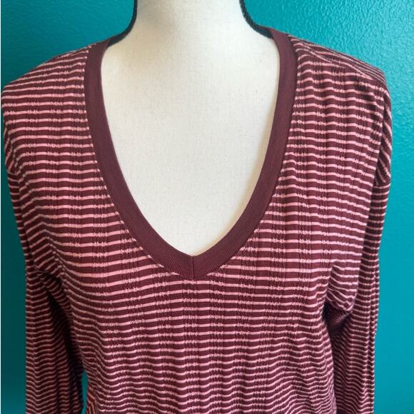 Anthropologie Hannah Pink & Red Stripe V Neck Blouse Women's Small - Picture 3 of 8